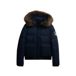 Damska kurtka typu bomber Superdry Everest Ella. Niebieskie kurtki damskie Superdry., bez wzorów, bez kaptura. Za 736.90 zł.