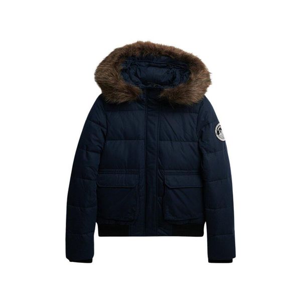 Damska kurtka typu bomber Superdry Everest Ella. Niebieskie kurtki damskie Superdry., bez wzorów, bez kaptura. Za 736.90 zł.