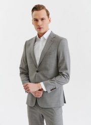 PAKO LORENTE – Męska marynarka garniturowa w kratę w brązowych tonach. Brązowe marynarki męskie Pako Lorente, bez wzorów, z elastanu. Za 699.99 zł.