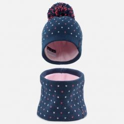 Czapka i komin na narty / sanki dla dzieci Lugik Warm. Czerwone szaliki dziecięce WED'ZE, z materiału, bez ramiączek. Za 39.99 zł.