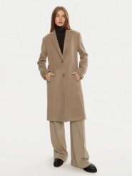 Calvin Klein Płaszcz wełniany K20K207701 Beżowy Regular Fit. Brązowe płaszcze damskie CALVIN KLEIN, na zimę, bez wzorów, z syntetyku. Za 1,189.00 zł.