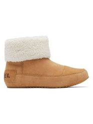 Sorel Skórzane botki zimowe "Explorer III" w kolorze jasnobrązowo-białym rozmiar: 39. Brązowe botki damskie Sorel, na zimę, z materiału, bez obcasa, bez zapięcia. Za 246.53 zł.