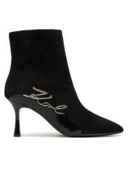 KARL LAGERFELD Botki KL32744 Czarny. Czarne botki damskie Karl Lagerfeld, ze skóry, bez obcasa, na szpilce, bez zapięcia. Za 779.99 zł.