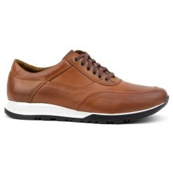 Olivier Buty męskie skórzane sportowe casual 902KNT Ax brązowe. Brązowe buty sportowe na co dzień męskie ze skóry, bez zapięcia. Za 367.89 zł.