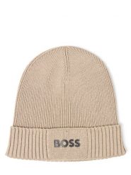 BOSS Green czapka z dzianiny Mężczyźni Bawełna beżowy, ONE SIZE. Brązowe czapki męskie Boss Green, bez wzorów, z bawełny. Za 299.95 zł.