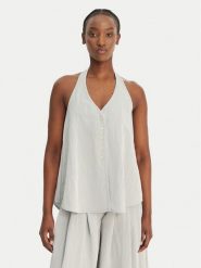 Eleh Bluzka SS260092 Błękitny Relaxed Fit. Niebieskie bluzki damskie Eleh, bez wzorów, z syntetyku, bez ramiączek. Za 461.99 zł.