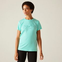 Koszulka turystyczna damska Fingal IX. Niebieskie t-shirty damskie Regatta, bez wzorów, z tkaniny, bez kołnierzyka. Za 128.50 zł.