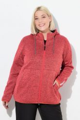 Damskie Sweter na polarze pluszowy polar dwukierunkowy suwak odblaski. Czarne swetry klasyczne damskie Ulla Popken, plus size, z dzianiny, bez kołnierzyka, plus size. Za 349.99 zł.