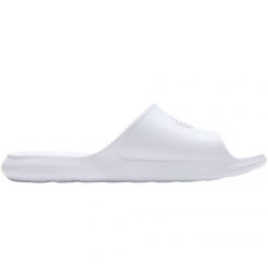 Klapki Nike Victori One Slide CZ7836 100 białe. Białe klapki damskie bez wzorów, z materiału, bez obcasa. W wyprzedaży za 202.13 zł.