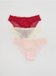 Siateczkowe majtki figi 3 pack - czerwony. Czerwone figi damskie Reserved, l, bez wzorów. Za 59.99 zł.