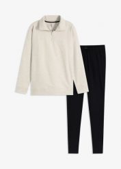 Strój domowy z dzianiny dresowej + legginsy. Białe legginsy damskie bonprix, bez wzorów, z dresówki. Za 149.99 zł.