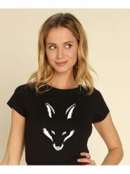 WOOOP Koszulka "Foxy Shape" w kolorze czarnym rozmiar: XL. Czarne bluzki damskie Wooop, xl, bez wzorów, z bawełny, bez kołnierzyka, bez ramiączek. Za 56.99 zł.