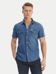 Guess Koszula jeansowa M6GH87 D1035 Niebieski Regular Fit. Niebieskie koszule męskie Guess, l, z aplikacjami, z bawełny, bez kołnierzyka, bez ramiączek. Za 399.99 zł.