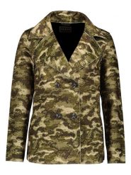 Guess Jeans Kurtka przejściowa w kolorze zielono-beżowym rozmiar: S. Brązowe kurtki damskie Guess Jeans, s, z aplikacjami, z jeansu, bez kaptura. Za 118.56 zł.