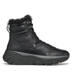 Botki Geox. Czarne botki damskie Geox, bez obcasa, na płaskiej podeszwie, bez zapięcia. Za 749.99 zł.