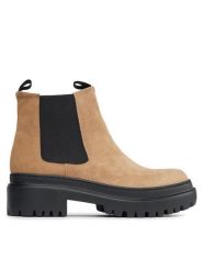 Pollini Sztyblety SA21204G0HTI0130 Beżowy. Brązowe botki damskie Pollini, ze skóry, bez obcasa, na płaskiej podeszwie, bez zapięcia. Za 1,219.00 zł.