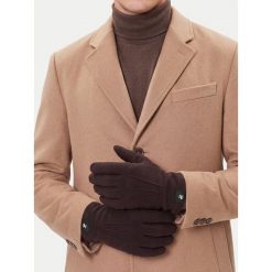 Rękawiczki Beverly Hills Polo Club. Brązowe rękawiczki męskie Beverly Hills Polo Club, bez wzorów, z dzianiny. Za 49.99 zł.