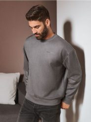 Bluza - szary. Szare bluzy bez kaptura męskie Sinsay, l. W wyprzedaży za 29.99 zł.