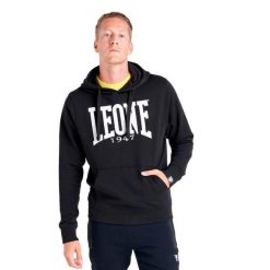 Męska bluza Leone z dużym logo Basic. Czarne bluzy bez kaptura męskie LEONE 1947 APPAREL, l, z tkaniny. W wyprzedaży za 163.30 zł.