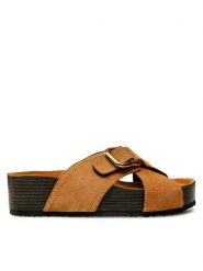 Gino Rossi Klapki 22SS40 Brązowy. Brązowe klapki damskie Gino Rossi, bez wzorów, ze skóry, bez obcasa. Za 299.99 zł.