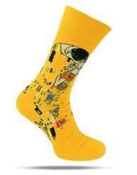 Tematyczne Skarpetki Bawełniane - Żółte, Pocałunek, Romans. Żółte skarpetki męskie His Story, bez wzorów, z bawełny. Za 34.99 zł.