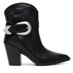 Botki KARL LAGERFELD. Czarne botki damskie Karl Lagerfeld, bez obcasa, na słupku, bez zapięcia. Za 1,209.00 zł.