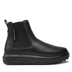 Sztyblety KARL LAGERFELD. Czarne botki damskie Karl Lagerfeld, bez obcasa, na płaskiej podeszwie, bez zapięcia. Za 469.99 zł.