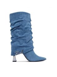 KARL LAGERFELD Kozaki Debutante KL32086 Granatowy. Niebieskie kozaki damskie Karl Lagerfeld, z materiału, bez obcasa, na słupku. Za 1,209.00 zł.