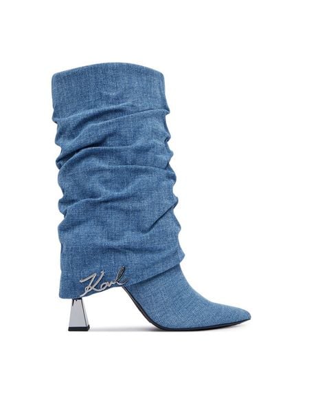 KARL LAGERFELD Kozaki Debutante KL32086 Granatowy. Niebieskie kozaki damskie Karl Lagerfeld, z materiału, bez obcasa, na słupku. Za 1,209.00 zł.