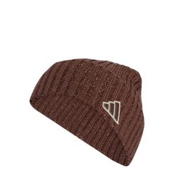 Czapka typu beanie z melanżowym wykończeniem. Brązowe czapki męskie Adidas, bez wzorów, klasyczne. Za 129.00 zł.