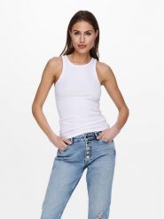 ONLY Top Kenya 15234659 Biały Regular Fit. Białe topy damskie Only, xs, bez wzorów, z bawełny, bez ramiączek. Za 72.19 zł.