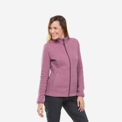Bluza turystyczna damska Quechua NH150. Fioletowe bluzy bez kaptura damskie QUECHUA, m, z bawełny. Za 119.99 zł.