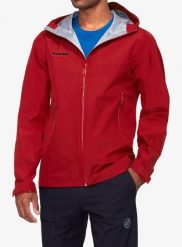 Kurtka z membraną Mammut Crater Light HS Hooded Jacket. Czerwone kurtki męskie Mammut, l, bez wzorów, z gore-texu, bez kaptura. Za 1,579.99 zł.
