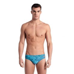 Kąpielówki slipy męskie sportowe treningowe na basen Arena Camo Kikko. Niebieskie kąpielówki męskie Arena, m, bez wzorów, z materiału, na fitness i siłownię. Za 101.98 zł.