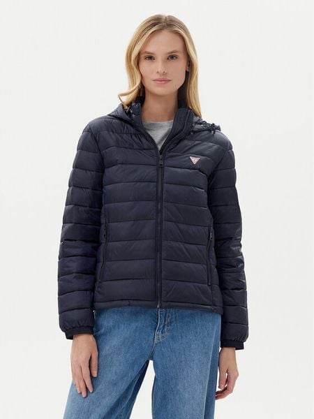Guess Jeans Kurtka przejściowa W5RL99 WHAB2 Granatowy Regular Fit. Niebieskie kurtki damskie Guess Jeans, s, z aplikacjami, z jeansu, bez kaptura. Za 419.99 zł.