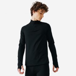 Koszulka do biegania z długim rękawem męska Kiprun Run 100 Warm ocieplana. Czarne koszulki męskie z długim rękawem KALENJI, l, z elastanu. Za 59.99 zł.