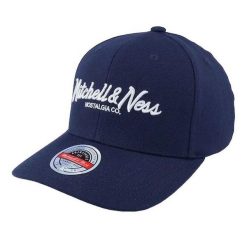 Czapka z daszkiem męska do koszykówki Mitchell & Ness Pinscript Classic. Niebieskie czapki męskie Mitchell & Ness, bez wzorów, sportowe. Za 149.00 zł.
