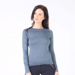 Kona - Cienka Koszula z Długim Rękawem (100% Wełny Merino). Szare koszule damskie WOOLONA, m, bez wzorów, z wełny, sportowe, bez kołnierzyka, bez ramiączek. W wyprzedaży za 288.00 zł.