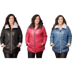 Lekko ocieplona kurtka DUŻE ROZMIARY. Niebieskie kurtki damskie Moda Size Plus Iwanek, na jesień, l, bez wzorów, z materiału, bez kaptura. Za 199.90 zł.