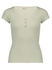 Guess Koszulka w kolorze jasnozielonym rozmiar: XS. Zielone bluzki damskie Guess, xs, z aplikacjami, bez kołnierzyka, bez ramiączek. Za 57.06 zł.