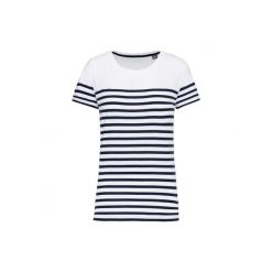 Koszulka marynarska Kariban Bio. Białe t-shirty damskie KARIBAN, m, bez wzorów, z bawełny, bez kołnierzyka. Za 91.00 zł.