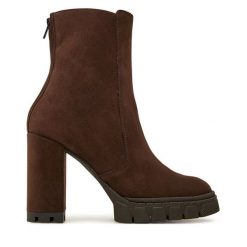 Botki R.Polański. Brązowe botki damskie R.Polański, bez obcasa, na słupku, bez zapięcia. Za 529.99 zł.