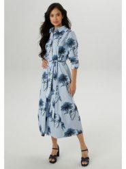 Aniston Sukienka w kolorze błękitno-granatowym rozmiar: 42. Niebieskie sukienki damskie Aniston, bez wzorów, z bawełny, bez kołnierzyka, bez ramiączek, maxi. Za 100.52 zł.