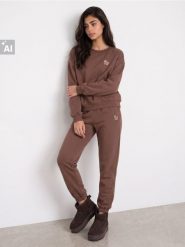 Bluza crewneck z bawełną i ozdobną aplikacją - brązowy. Brązowe bluzy bez kaptura damskie Sinsay, l, z bawełny. Za 39.99 zł.