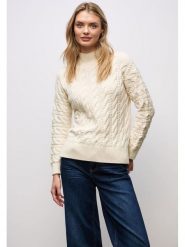 Street One Sweter w kolorze kremowym rozmiar: 38. Brązowe golfy damskie Street One, bez kołnierzyka. Za 174.43 zł.