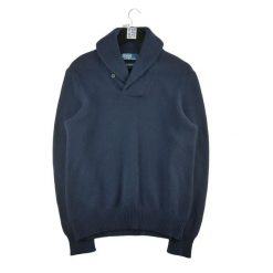Second life - Męski granatowy sweter - Jak nowy. Niebieskie swetry męskie Ralph Lauren, m, bez wzorów, bez kołnierzyka. Za 149.06 zł.