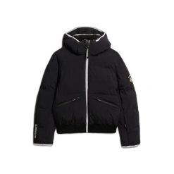 Damska kurtka z kapturem Superdry. Czarne kurtki damskie Superdry., na zimę, bez wzorów, z puchu, z kapturem. W wyprzedaży za 977.70 zł.