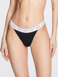 Guess Figi brazylijskie Carrie O2BE04 KBBU1 Czarny. Czarne figi damskie Guess, xs, z aplikacjami, z bawełny. Za 49.99 zł.