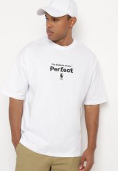 Biała Bawełniana Koszulka T-shirt z Krótkim Rękawem Ozdobiony Nadrukami Citara. Białe t-shirty męskie Born2be, l, bez wzorów, z bawełny, bez kołnierzyka. Za 54.99 zł.
