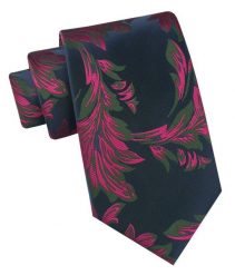 Klasyczny Krawat Męski - Chattier - Granat, Zieleń, Fuksja, Kwiaty. Czerwone krawaty i muchy męskie Chattier, bez wzorów, z tkaniny, eleganckie. Za 49.00 zł.